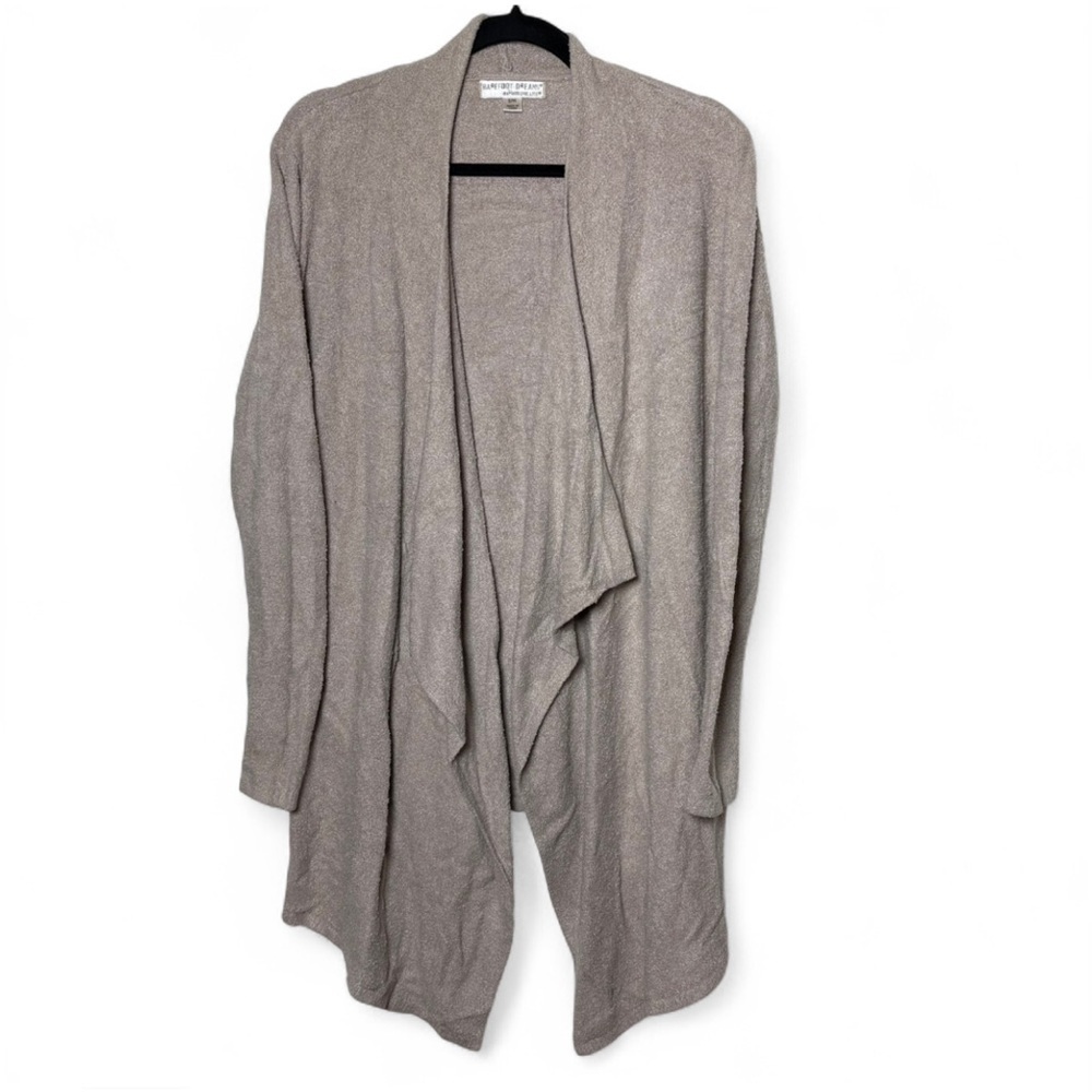 Barefoot Dreams Cozy Tan Beige Open Front Cardigan S/M Cozy Plush Bamboo